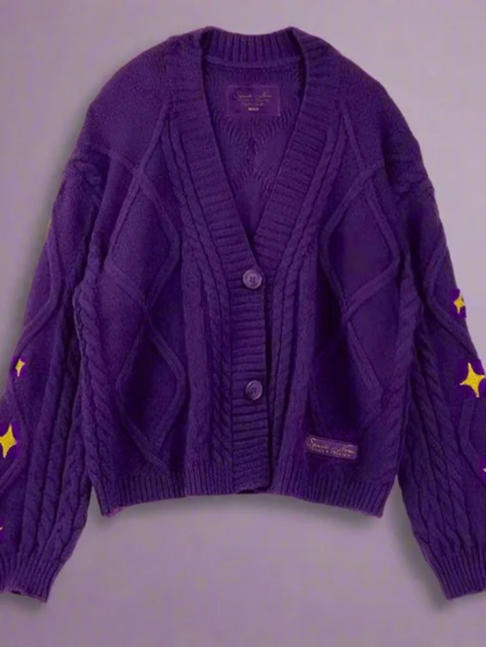 Taylor Swift Purple Diamond Cable Knit Button Cardigan